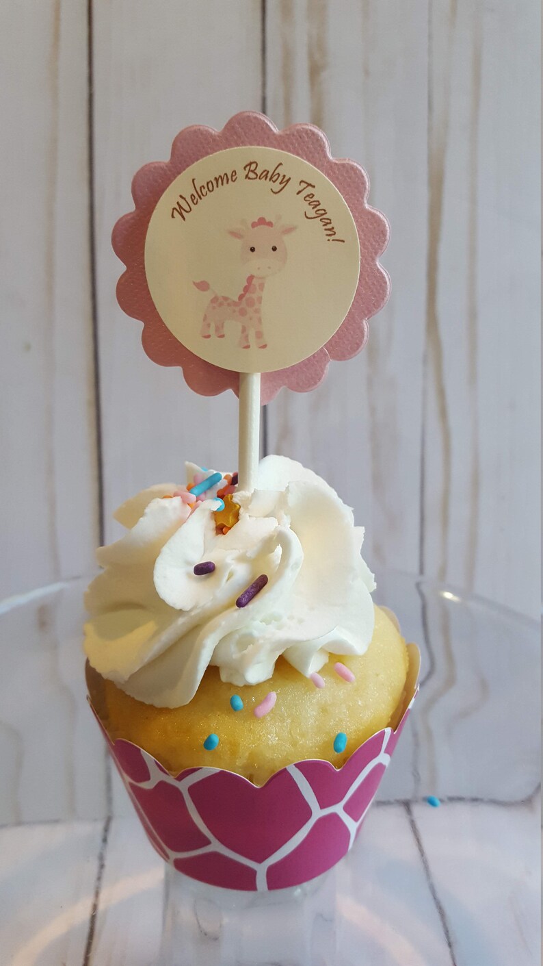 Giraffe Print Cupcake Wrappers Shades of Pink/Cream or Giraffe Print Cupcake Wrappers Shades of Pink/Cream or