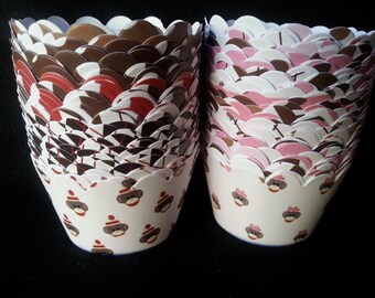 Boy or Girl Sock Monkey Cupcake Wrappers (12 per order)