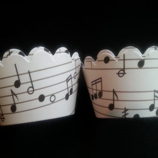 Custom Music Cupcake Wrappers (12)- Off White or White Background