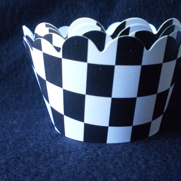 Custom Checkered Flag Cupcake Wrappers (12)