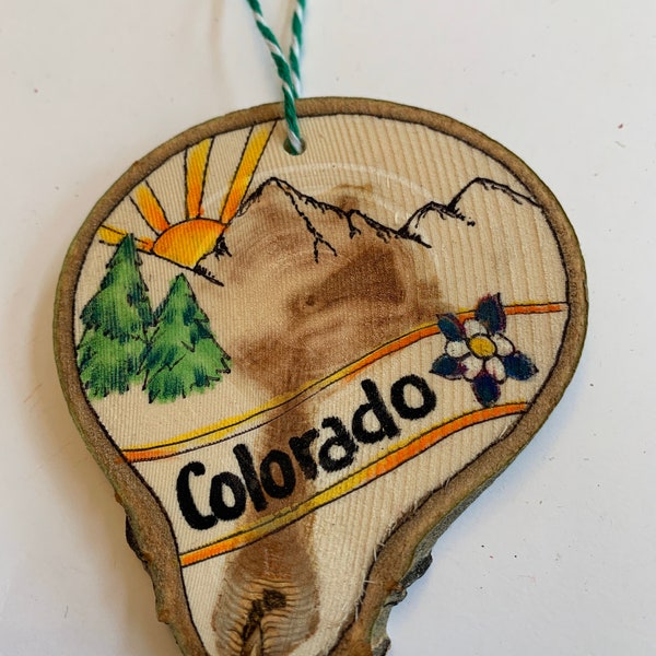 Colorado Heart Wooden slice Christmas Ornament