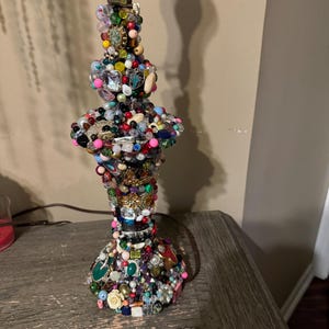 One of a kind, handmade beaded lamp