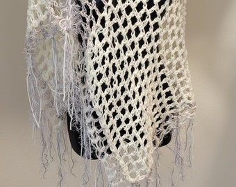 Gray cream white Flip Poncho