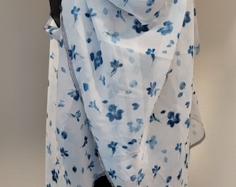 Blue and white sheer flowers - flip vest