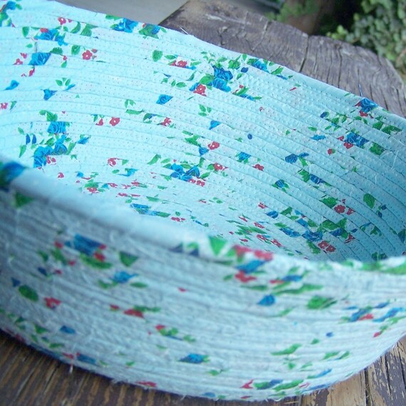 Items similar to Fabric Storage Basket Blue Flower on Etsy
