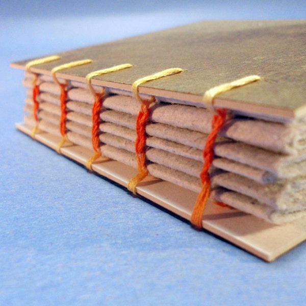 Recycled Paper Journal Notebook - Brown Coptic Bound