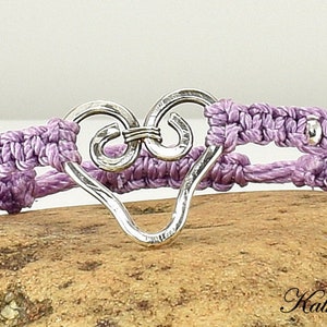 Macrame Bracelet Lavendar with Sterling Silver Heart Beads Macrame Bracelet KTBL image 4