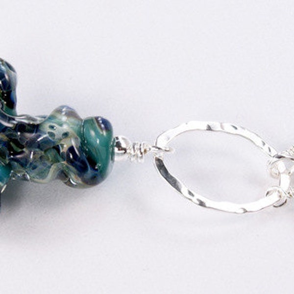 SALE****Lampwork Necklace - Lampwork Cross Sterling Silver Wire Wrapped Swarovski Necklace - KTBL