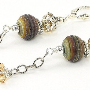 Lampwork Earrings Lampwork Rustic Sterling Silver Swarovski Crystal Lampwork Bead Dangle Earrings KTBL image 2