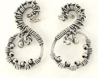 Orecchini in argento Sterling - argento filo avvolti orecchini - KTBL