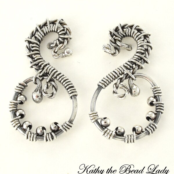 Sterling Silver Earrings - Sterling Silver Wire Wrapped Earrings - KTBL