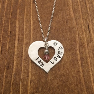 I am Loved Sterling Silver Heart Necklace immagine 3