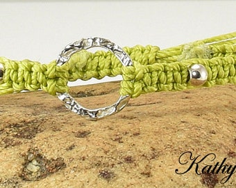 Karma Bracciale-Chartreuse argento Sterling Macrame Karma cerchio tallone braccialetto-KTBL