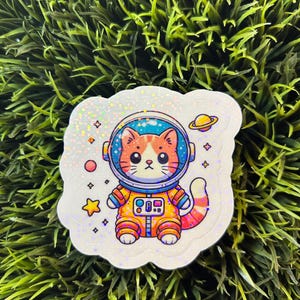 Astronauten Katze, Cosmic Kitty, Niedlicher Aufkleber