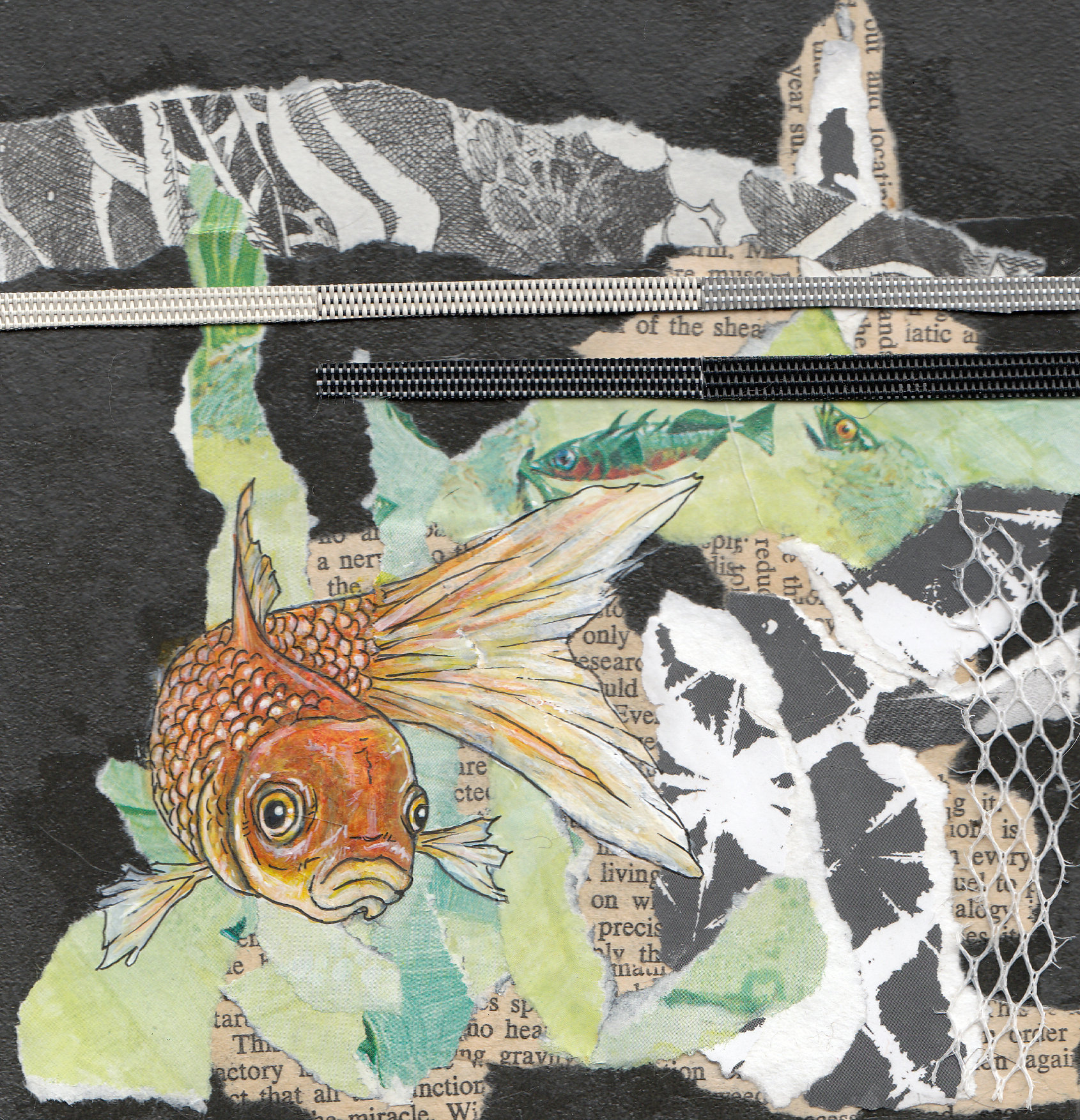 Goldfish 3 Original Acrylic and Mixed Media Painting on Ceramic Tile Etsy Ireland