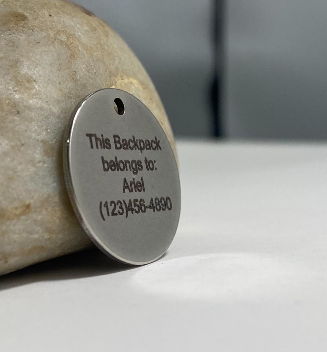 This Backpack Belongs to on 20mm Stainless Steel Round Charm