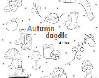 Fall Clipart Pack: Hand-Drawn Autumn Doodles (PNG)