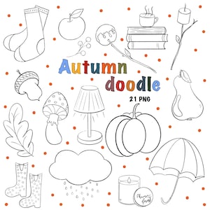 Fall Clipart Pack | Hand Drawn Autumn Doodles | Pumpkins, Leaves, Thanksgiving Digital Illustrations