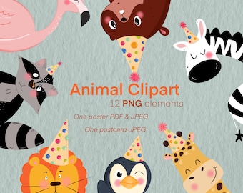 Woodland Animal Clipart Bundle: Safari Nursery Art (PNG, PDF, JPEG)
