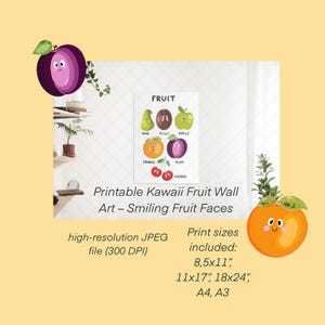 Printable Poster Kawaii Fruit