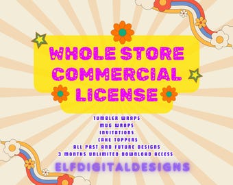 Entire Shop - Whole Shop Commercial Use License:Mega Design Bundle Tumbler Wraps, Mug Wraps, Invitations Templates and Cake Toppers Designs!