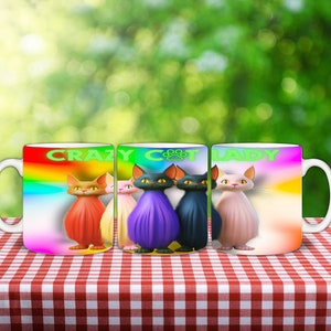 Crazy Cat LADY Funny Mug Wrap - Instant Download for 11oz & 15oz Mugs