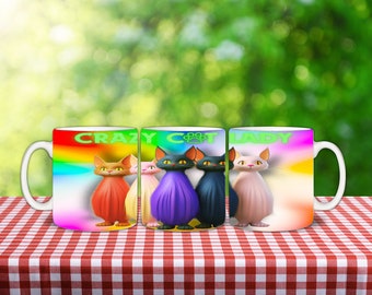 Crazy Cat LADY Funny Mug Wrap - Instant Download for 11oz & 15oz Mugs