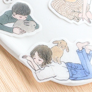 Hase Sticker, Schulmädchen Sticker, Flockensticker, Japan Sticker, Papier Platz