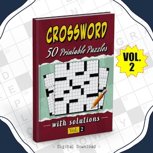 Crossword Puzzle Book: 50 Crossword Puzzles with Solutions (Digital Download)