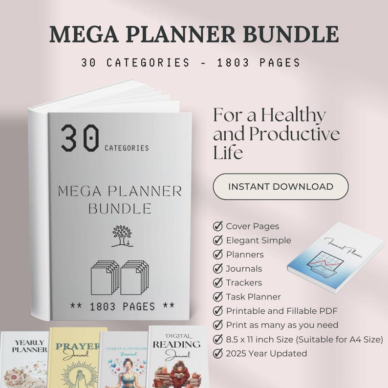Mega Planner Bundle | Printable Bundle | Planners | Journals | ADHD ...