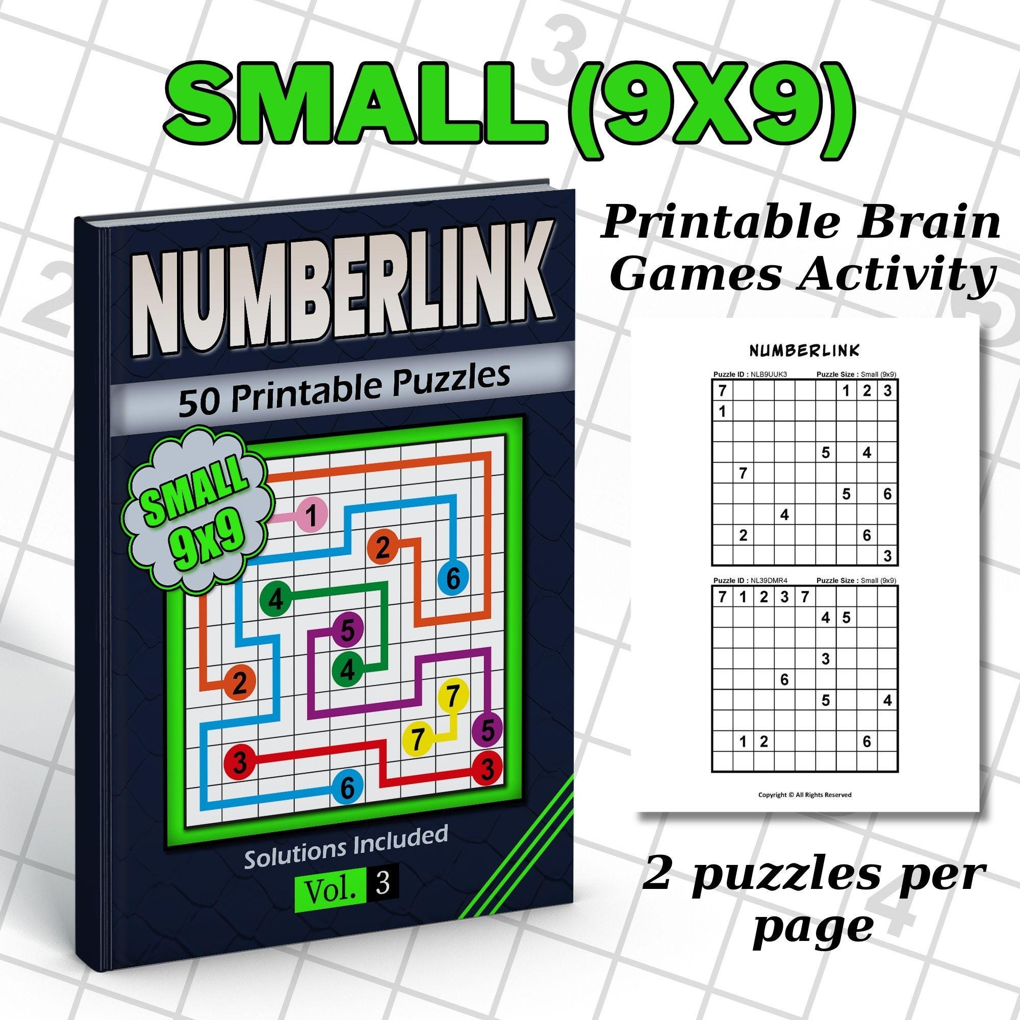 Printable Numberlink Puzzles: Brain Teaser Game (digital Download A4 ...