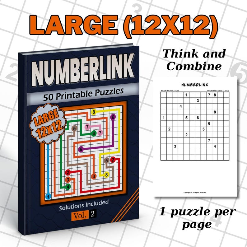 Printable Numberlink Puzzles: Brain Teaser Game (digital Download A4 ...