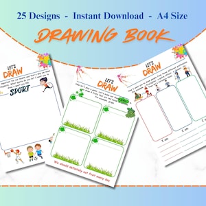 Journal for Kids I Drawing book for kids I Kids Activity Drawing Page I Digital Download I Fun drawing book | Daily drawings for kids | Kids