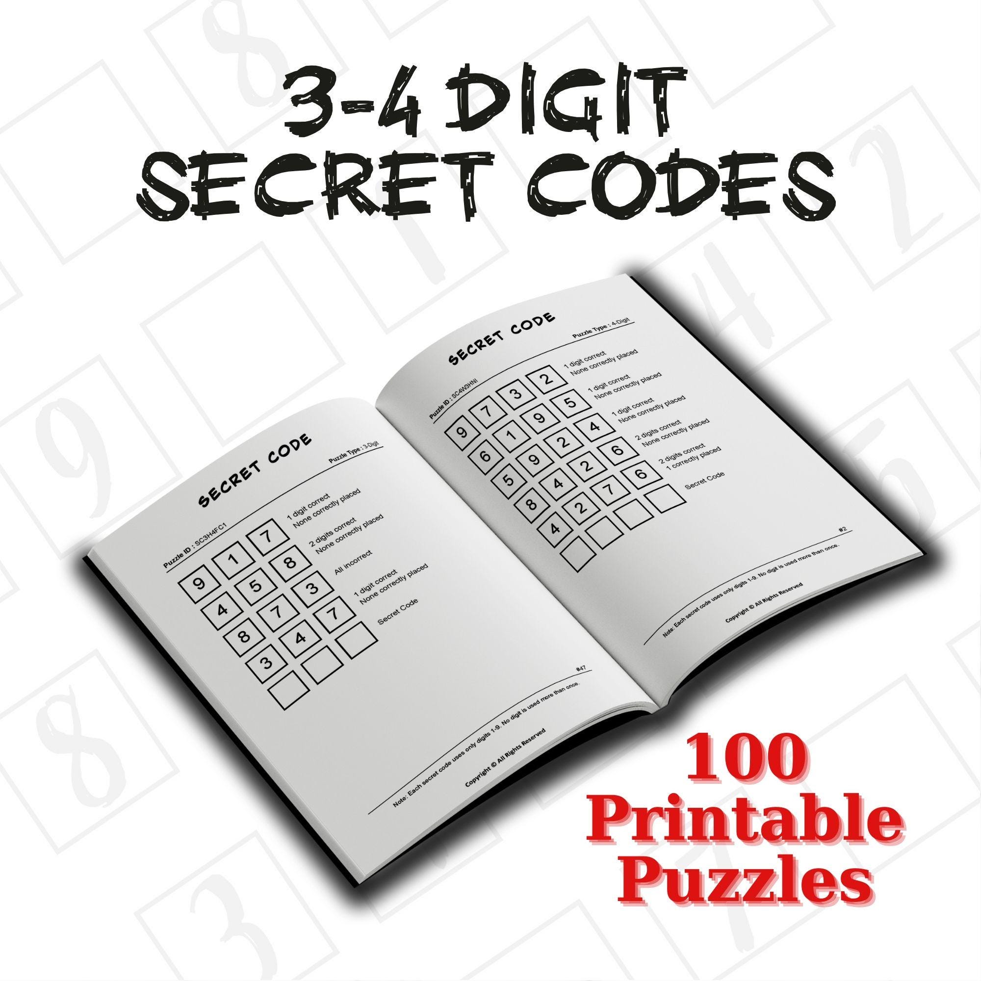 Printable Secret Code Puzzles: Brain Teaser Game (digital Download A4 ...