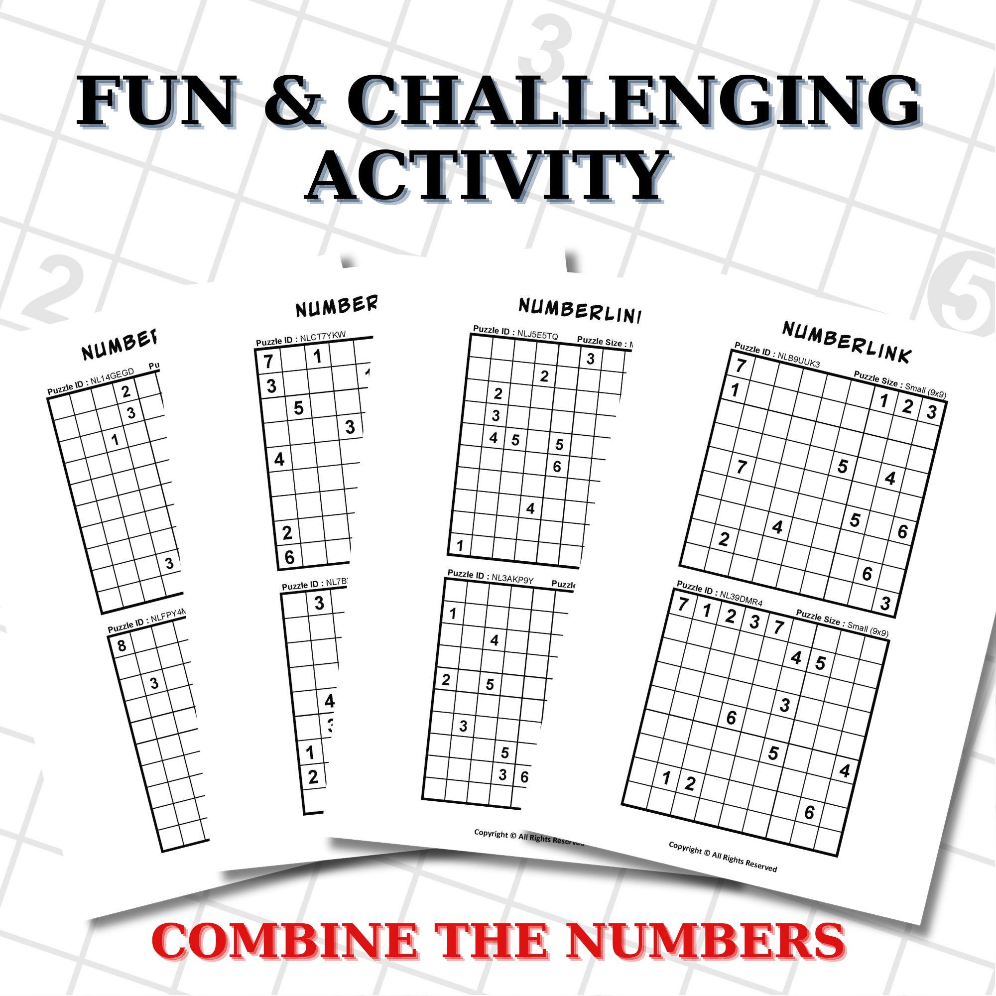 Printable Numberlink Puzzles: Brain Teaser Game (digital Download A4 ...