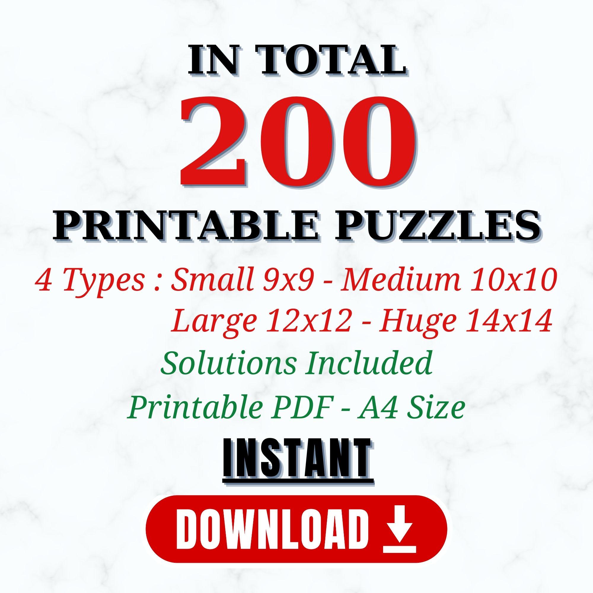Printable Numberlink Puzzles: Brain Teaser Game (digital Download A4 ...