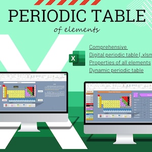 Periodic Table Excel | Printable Periodic Table | Periodic Table | Digital Periodic Table | Periodic Table Program | physics | chemical |