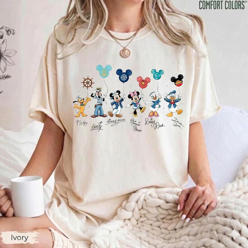 Comfort Colors Mickey And Friends Cruise Shirt, Nautical Disneyland Cruise Tee, Family Vacation Graphic Shirt, Disneyworld Trip Matching Top image 1