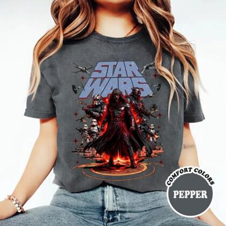 Comfort Colors Darth Vader Starwars Shirt, Galaxy's Edge Tee, Artistic Sci-Fi Shirt, Alactic Empire Dark Side Tee, Starwars Day 2026 Shirt image 3