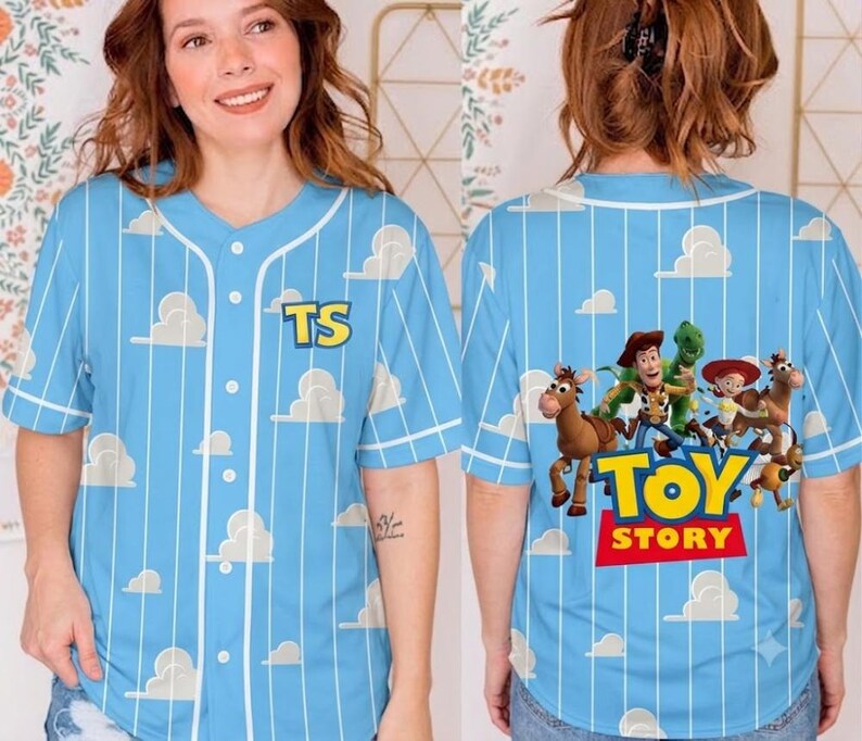 TS Toy Story 5 Inspired Baseball Jersey, Tay Story Cloud Jersey Shirt, You've Got A Friend In Me Jersey, Retro Disneyland Cartoon Fan Gift image 1