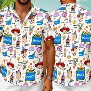 Camisa hawaiana personalizada de Toy Story de Disneyland, camisa hawaiana personalizada de Toy Story 5 de Pixar, viaje a Disneyland Pixar Fest Lilypad, regalo de cumpleaños imagen 3