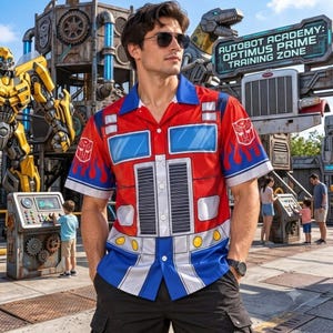 Optimus Prime Transformers Hawaïhemd, Autobotkostuum, Robotfilm Cosplayshirt, Halloweenoutfit, Cadeau voor hem, Autobotfan