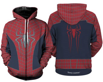 Sudadera con capucha y estampado 3D de Spider-Man, sudadera de cosplay con traje de Spider-Man, disfraz de Halloween, cosplay de superhéroe, sudadera con capucha de Spider-Man