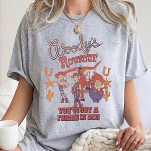 Comfort Colors Toy Story Woody's Roundup Shirt, You've Got A Friend In Me Tee, Woody And Jessie Graphic Shirt, Retro Disneyland Outfit image 5