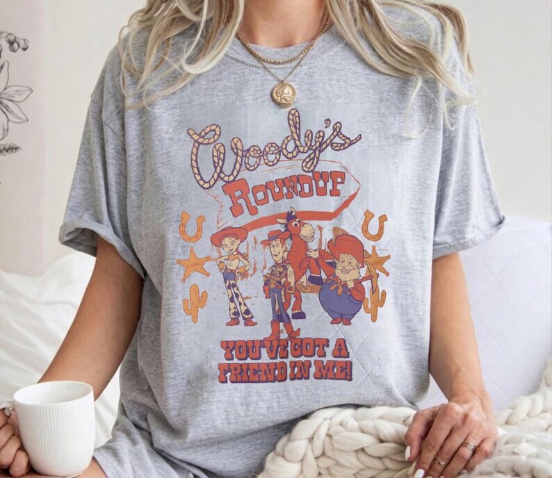Comfort Colors Toy Story Woody's Roundup Shirt, You've Got A Friend In Me Tee, Woody And Jessie Graphic Shirt, Retro Disneyland Outfit image 5