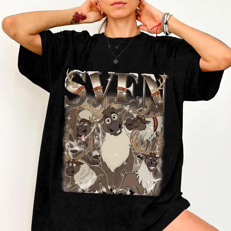 Vintage Bootleg Disneyland Sven Reindeer Comfort Colors Shirt, Frozen Group Matching Tee, Frozen Birthday Trip Outfit, Family Vacation Shirt image 2