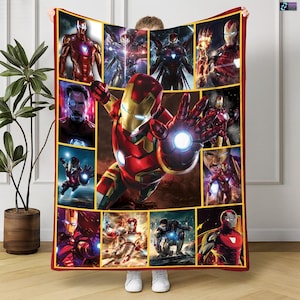 アイアンマン フリースブランケット、アベンジャーズ インフィニティ・ウォー アベンジャーズ エンドゲーム ブランケット、アベンジャーズ スーパーヒーロー スローブランケット（ベッド、ソファ用）、スーパーヒーローギフト 画像 1