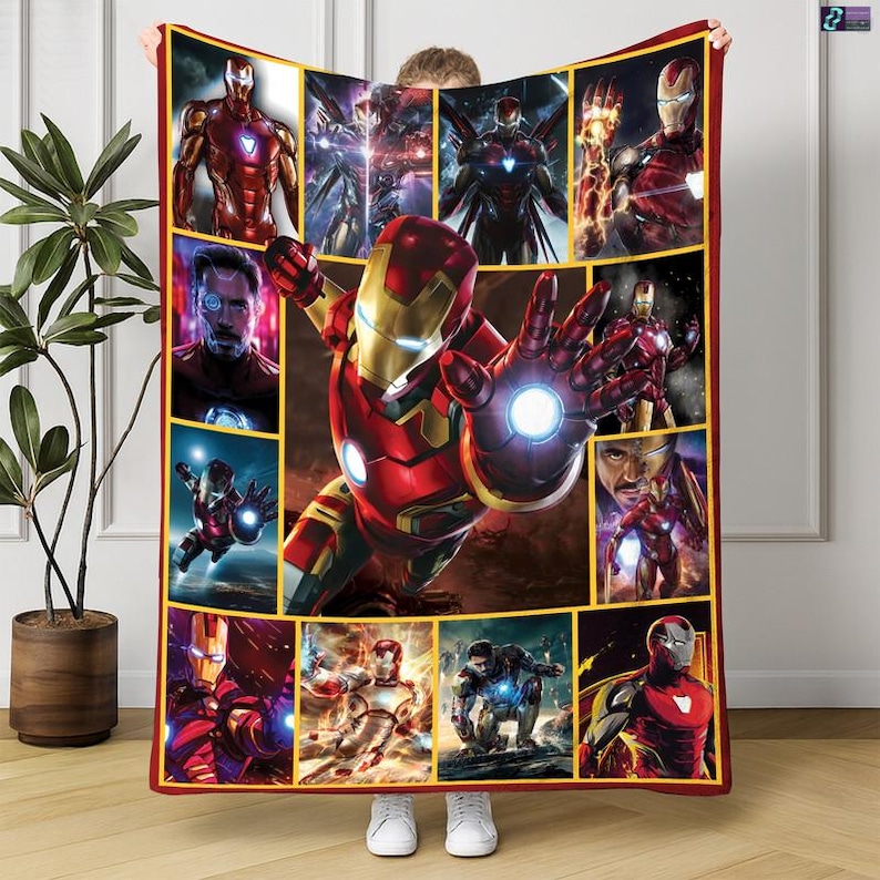 アイアンマン フリースブランケット、アベンジャーズ インフィニティ・ウォー アベンジャーズ エンドゲーム ブランケット、アベンジャーズ スーパーヒーロー スローブランケット（ベッド、ソファ用）、スーパーヒーローギフト 画像 1