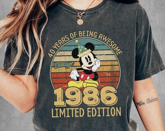 Personalized Vintage 1986 Limited Edition Comfort Colors Shirt, Mickey Birthday Trip, 40 Years Of Being Awesome Shirt, 40th Birthday Shirt