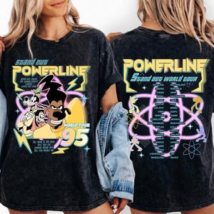Camiseta Disneyland Powerline Stand Out World Tour 95 Comfort Colors, Camiseta Powerline de la película de Goofy, Camiseta a juego para la familia, Camiseta del Reino Mágico imagen 1